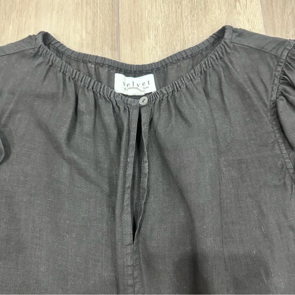 Velvet by Spencer and Graham Irene linen flutter short sleeve top black XS - Picture 4 of 8